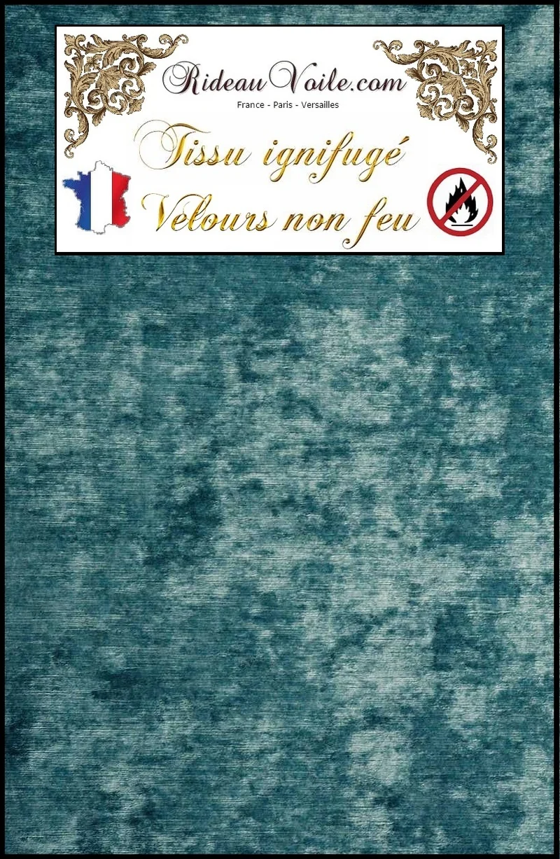 Tissu bleu velours ameublement au mètre Ignifugé rideau velvet fabrics fireproof blue