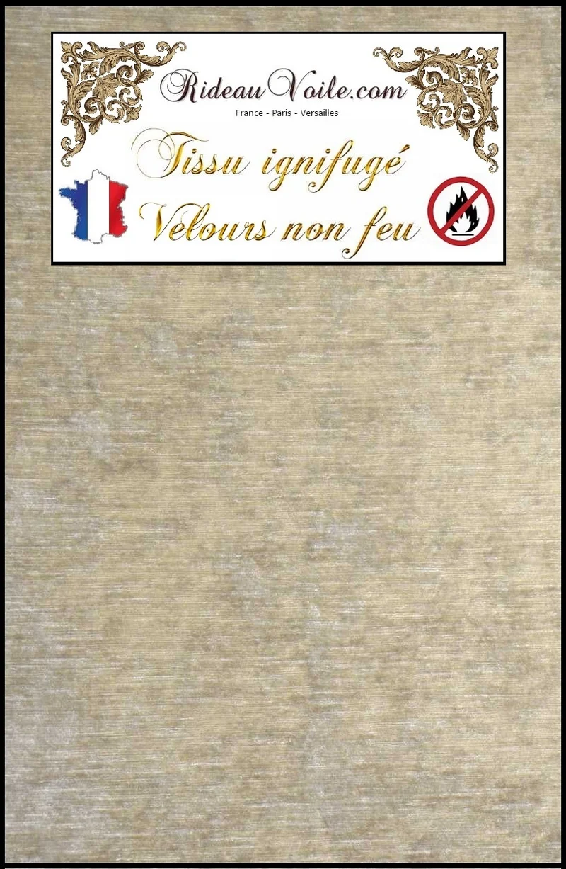 Tissu non-feu velours beige sable au mètre Ignifugé rideau velvet fabrics fireproof
