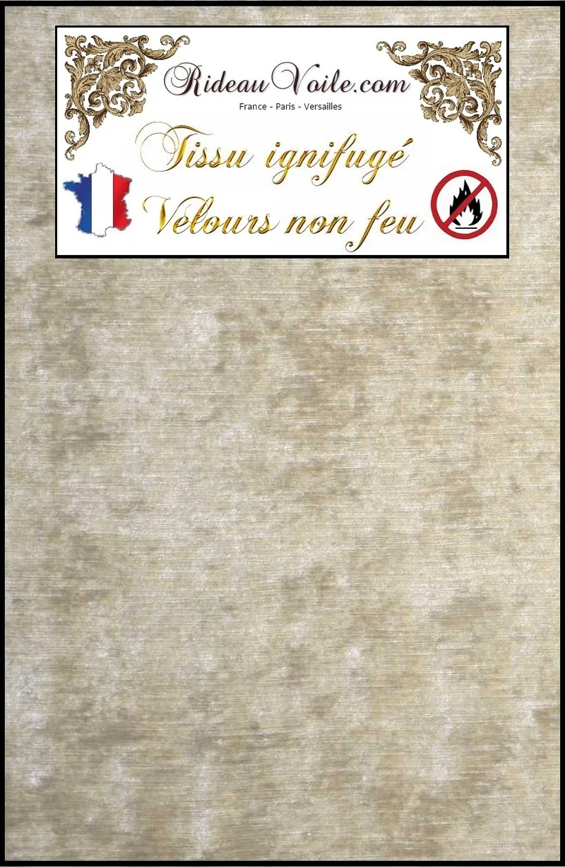 Tissu non-feu velours beige sable au mètre Ignifugé rideau velvet fabrics fireproof