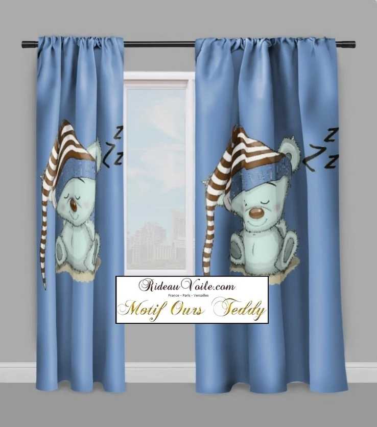 Tissu décoration pour chambre enfant bébé motif ours ourson mètre rideau couette