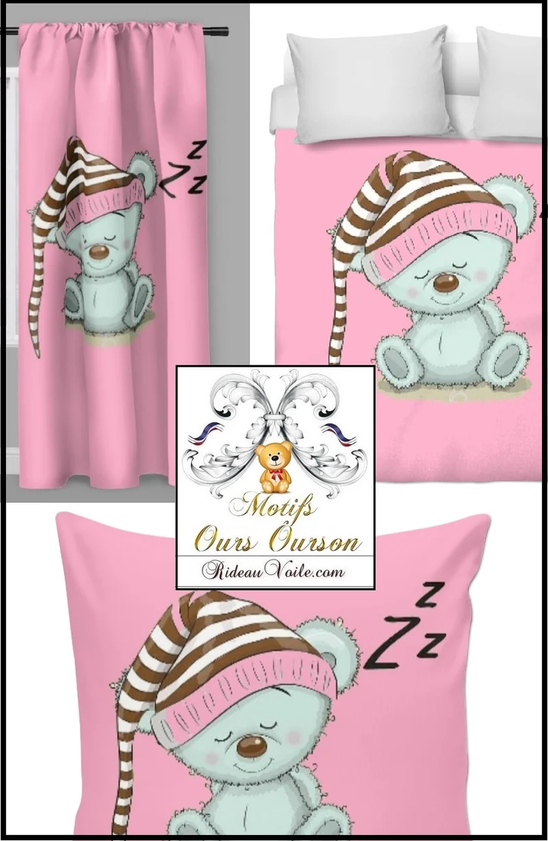 Rideauvoile tissu imprimé animaux enfant motif ours ourson mètre rideau couette