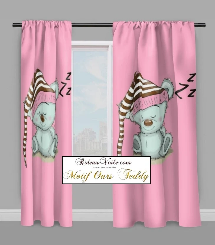 Rideauvoile tissu imprimé animaux enfant motif ours ourson mètre rideau couette