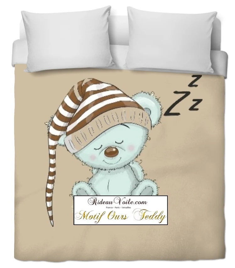 Tissu imprimé animaux décoration enfant motif ours ourson mètre rideau couette