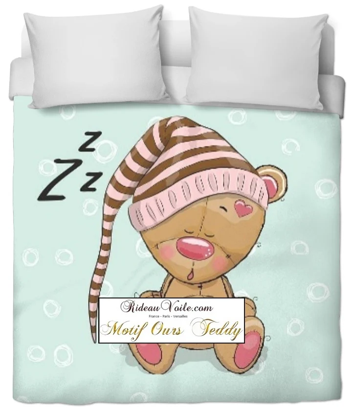 Boutique tissu imprimé animaux pour enfant motif ours ourson mètre rideau couette