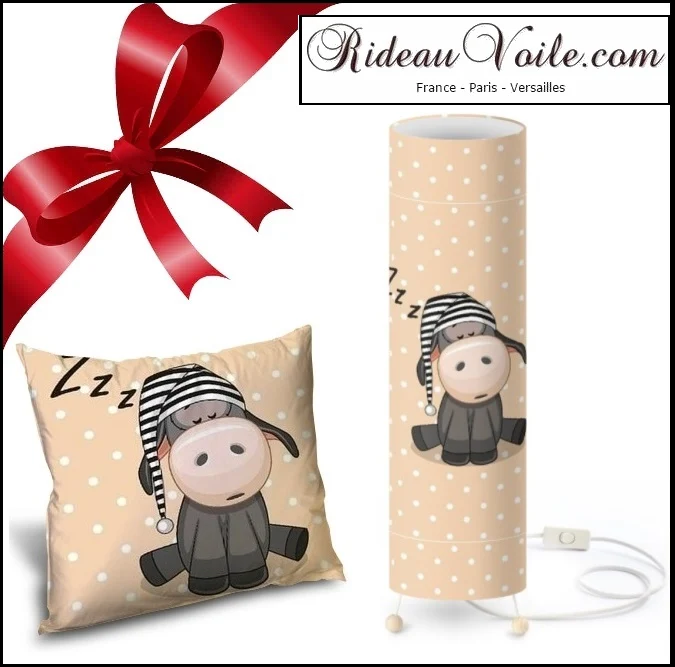 Boutique enfant tissu ameublement imprimé motif âne Teddy ourson rideau voilage