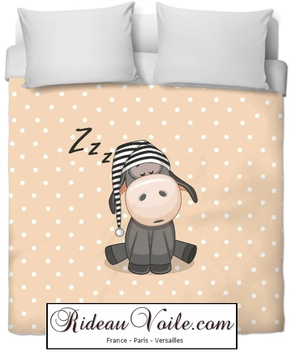 Boutique enfant tissu ameublement imprimé motif âne Teddy ourson rideau voilage
