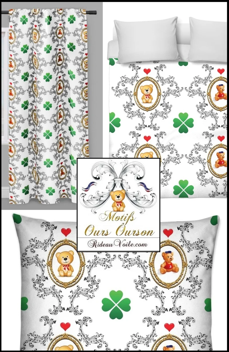Rideauvoile Chambre univers bébé enfant Tissu au mètre motif imprimé ourson Teddy