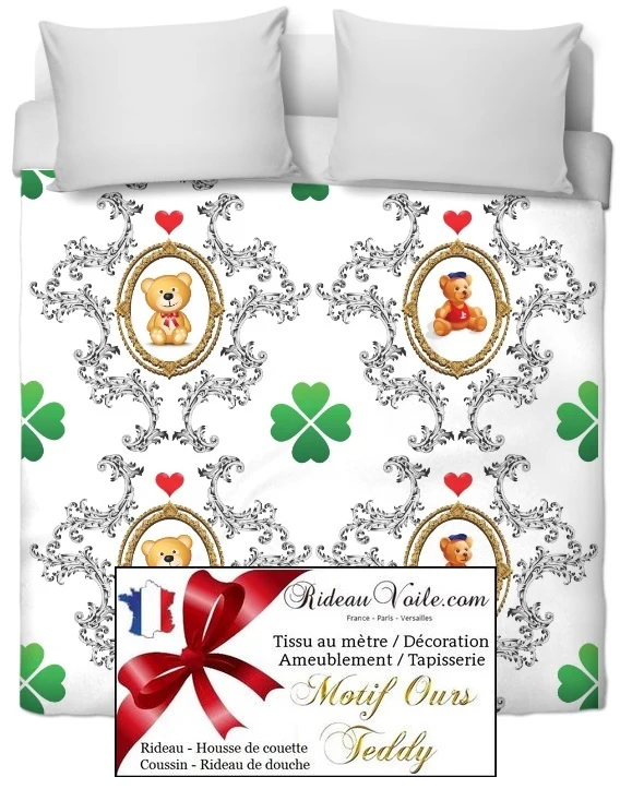 Rideauvoile Chambre univers bébé enfant Tissu au mètre motif imprimé ourson Teddy