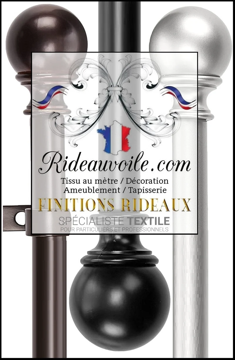 Rideauvoile Kit accessoires tringles barres embouts ronds support rideaux voilages