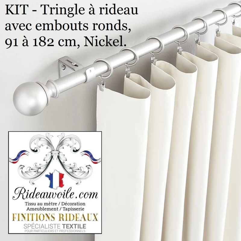 Rideauvoile Kit accessoires tringles barres embouts ronds support rideaux voilages