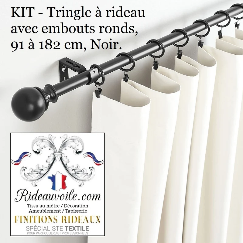 Rideauvoile Kit accessoires tringles barres embouts ronds support rideaux voilages