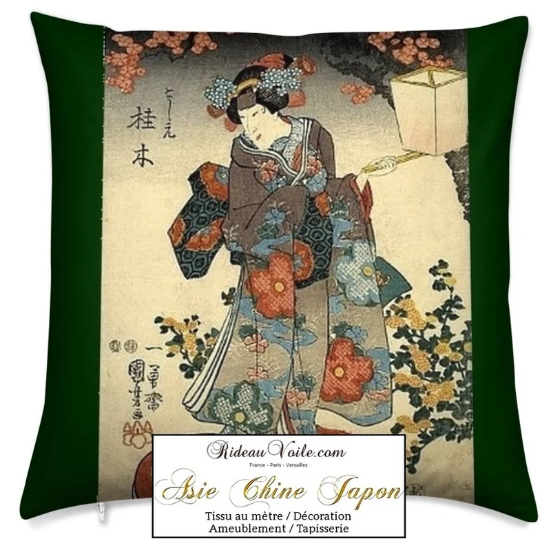 Décoration Palais de Tokyo Art Japonais motif imprimé Geisha tissu au mètre rideau