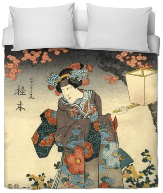 Décoration Palais de Tokyo Art Japonais motif imprimé Geisha tissu au mètre rideau