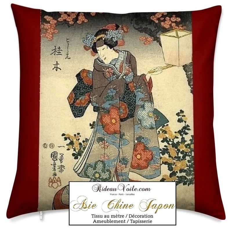 Décoration Palais de Tokyo Art Japonais motif imprimé Geisha tissu au mètre rideau