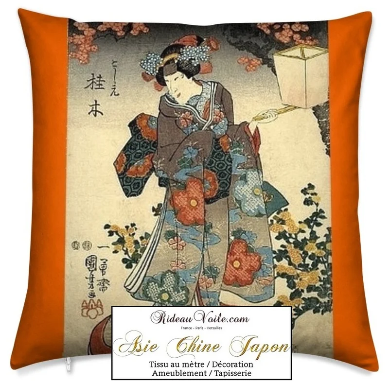 Boutique Asiatique imprimé Japonais Geisha tissu au mètre occultant ignifugé rideau