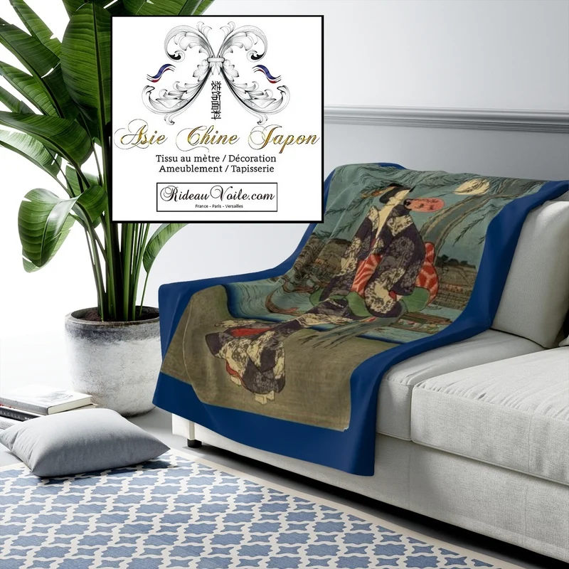 Motif imprimé Japonais Geisha tissu au mètre déco d'Asie occultant ignifugé rideau