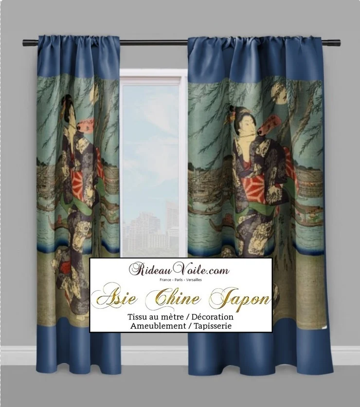 Fabric Japanese meter Geisha pattern Tissu ameublement motif Japonnais au mètre