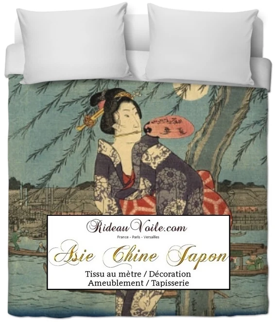 Fabric Japanese meter Geisha pattern Tissu ameublement motif Japonnais au mètre