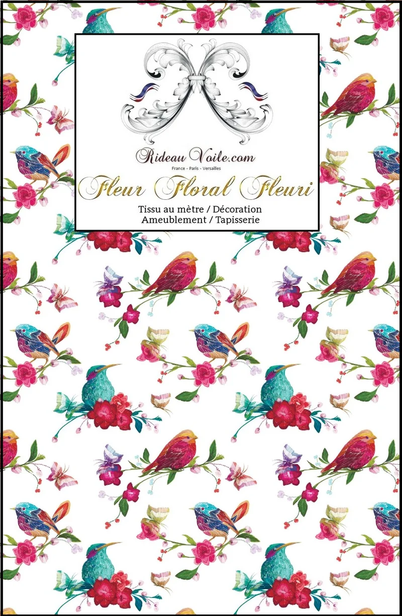 Décoratrice florale imprimé d'oiseaux tissu ameublement au mètre motif fleurs