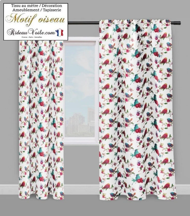 Décoratrice florale imprimé d'oiseaux tissu ameublement au mètre motif fleurs