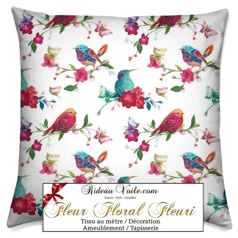 Décoratrice florale imprimé d'oiseaux tissu ameublement au mètre motif fleurs