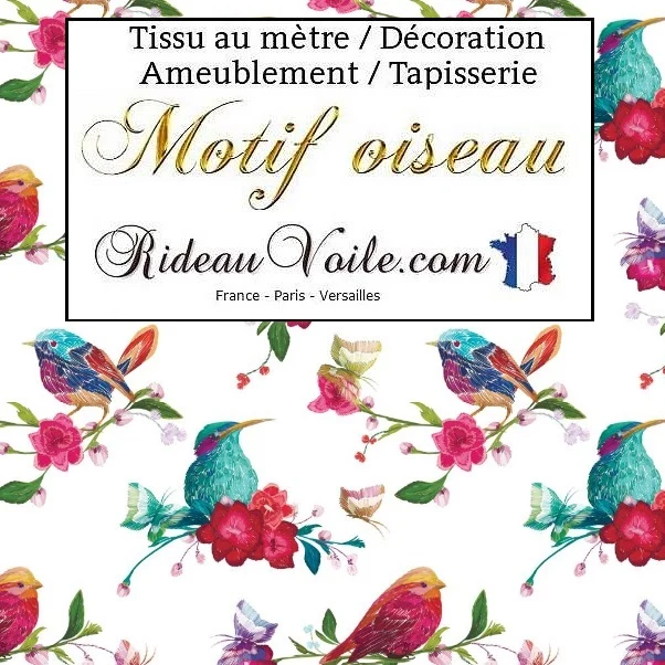 Décoratrice florale imprimé d'oiseaux tissu ameublement au mètre motif fleurs