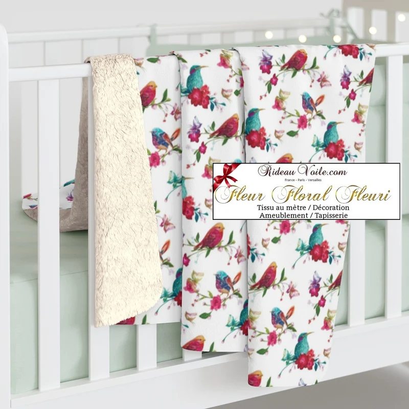 Décoratrice florale imprimé d'oiseaux tissu ameublement au mètre motif fleurs