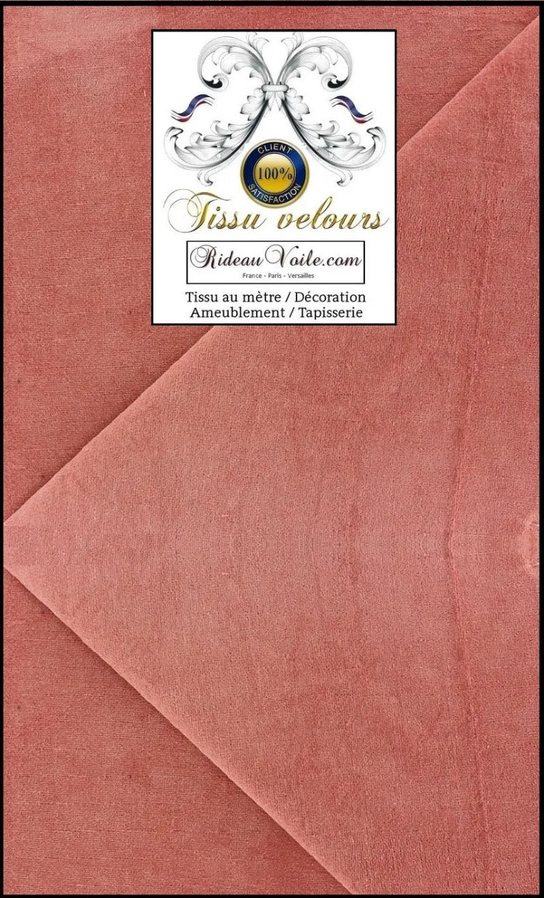 Déco Tissu velours saumon orange ameublement au mètre rideau store sur mesure
