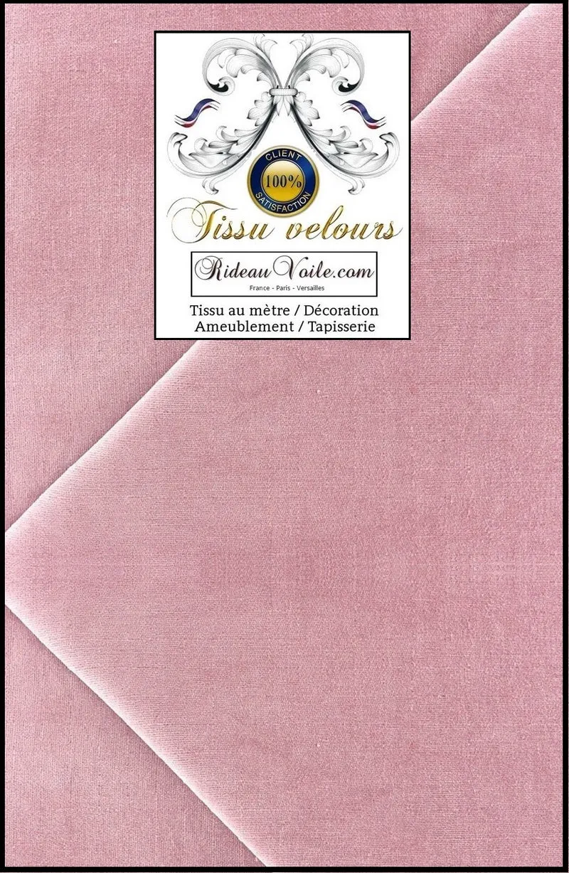 Boutique déco textile Tissu velours rose ameublement au mètre rideau store sur mesure