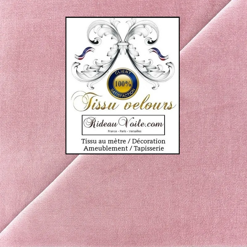 Boutique déco textile Tissu velours rose ameublement au mètre rideau store sur mesure