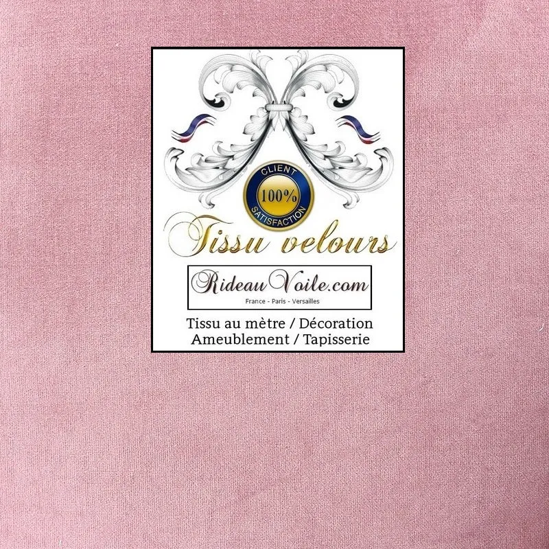 Boutique déco textile Tissu velours rose ameublement au mètre rideau store sur mesure
