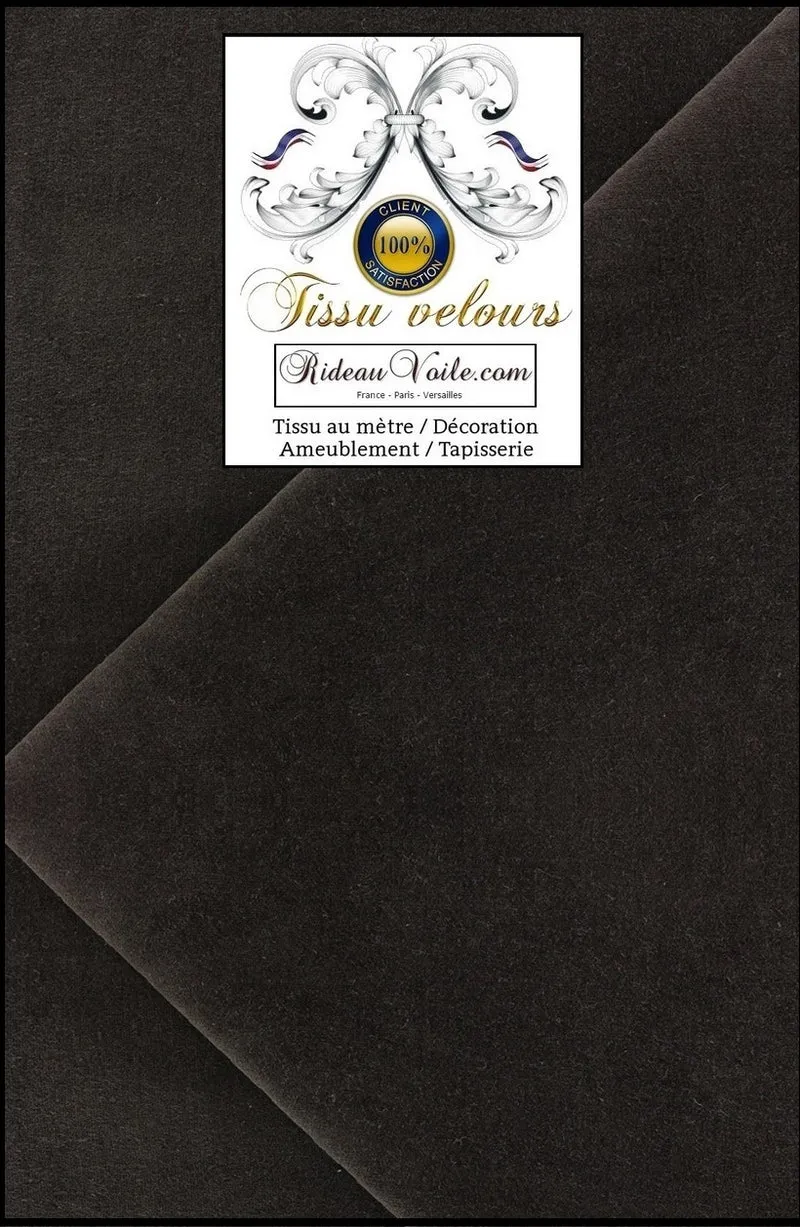 Tissu velours ameublement au mètre rideau store dessus de lit plaid marron chocolat