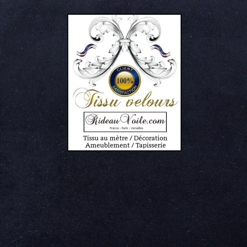 Tissu velours uni bleu nuit ameublement tapisserie au mètre rideau store sur mesure