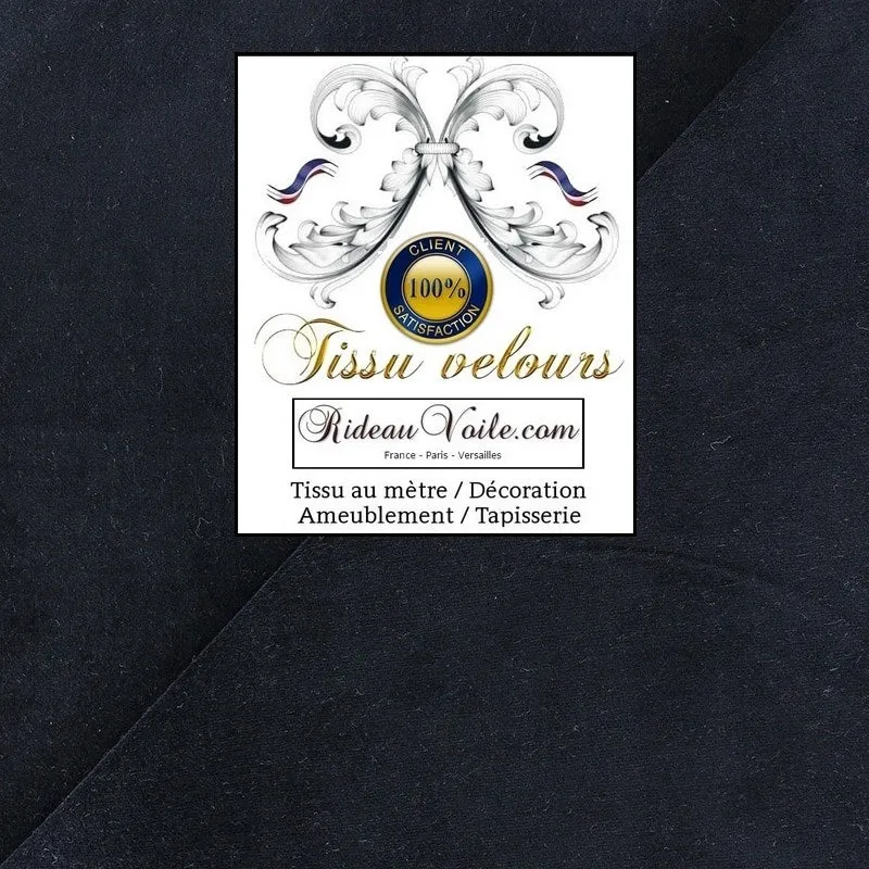 Tissu velours uni bleu nuit ameublement tapisserie au mètre rideau store sur mesure