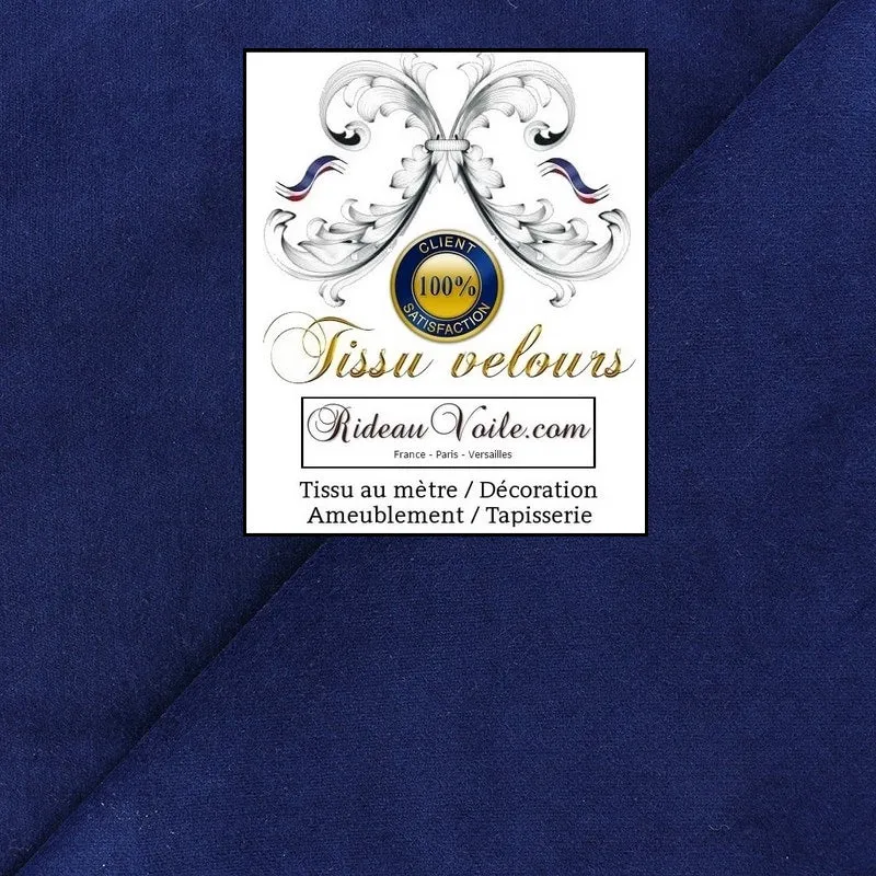 Tissu velours ras uni bleu Roi au mètre ameublement tapisserie siège literie