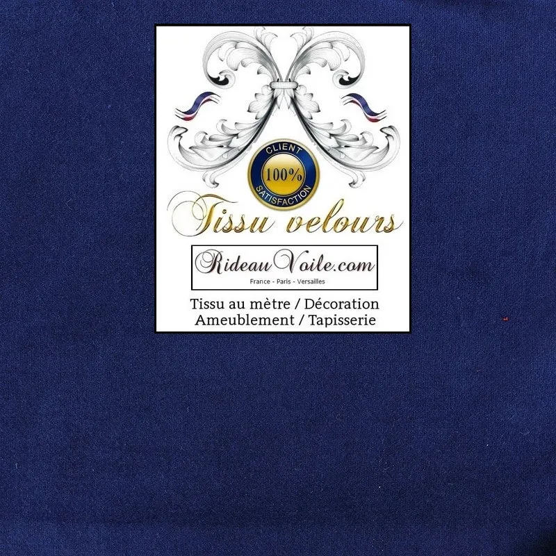 Tissu velours ras uni bleu Roi au mètre ameublement tapisserie siège literie