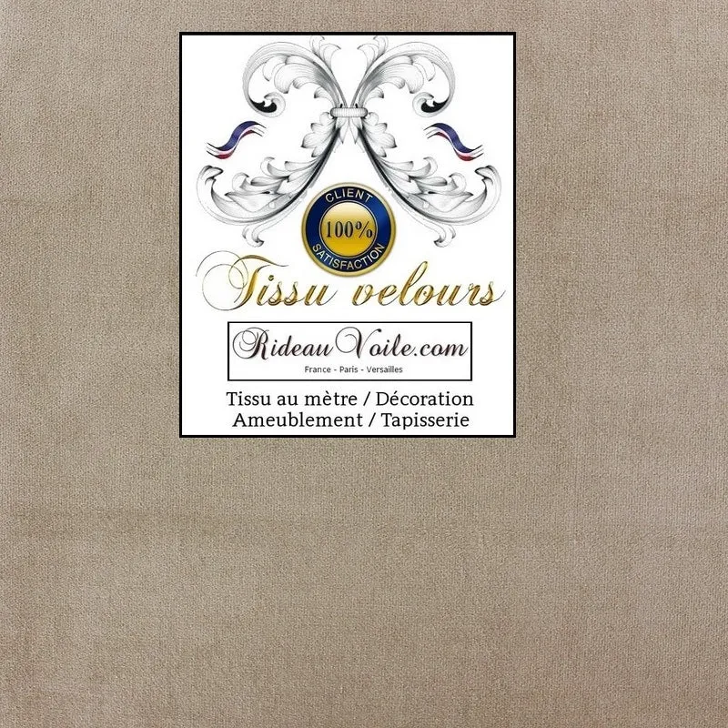 Tissu velours ras uni beige au mètre ameublement tapisserie siège store literie Rideauvoile