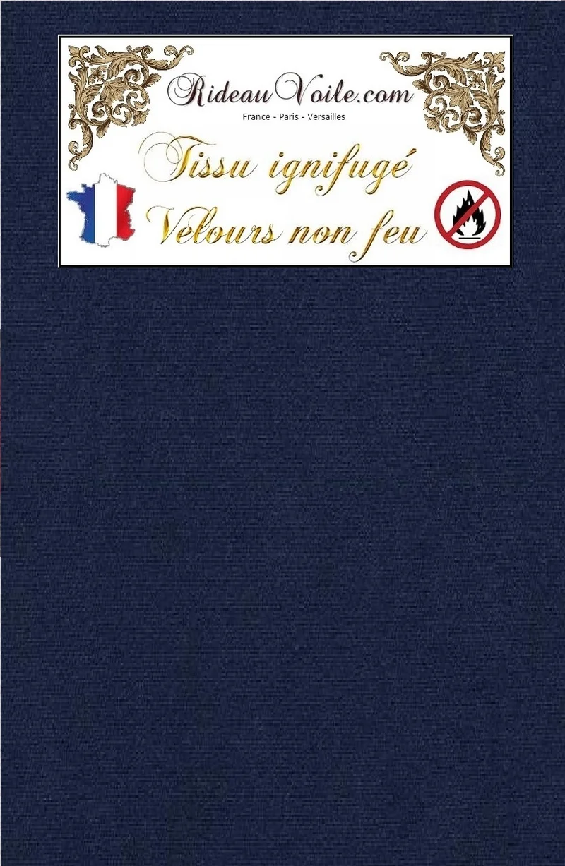 Tissu sièges rideaux, velours bleu indigo au mètre Ignifugé - Velvet fabrics fireproof meter