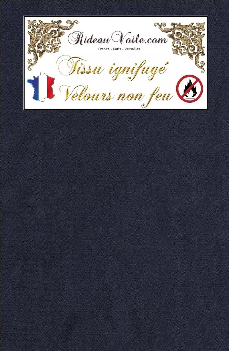 Tissu sièges rideaux, velours bleu marine au mètre Ignifugé - Velvet fabrics fireproof meter