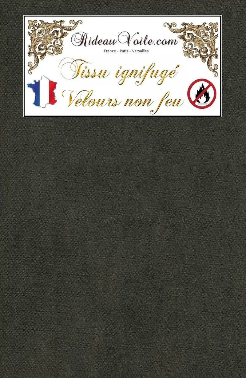 Tissu sièges rideaux, velours gris plomb au mètre Ignifugé - Velvet fabrics fireproof meter