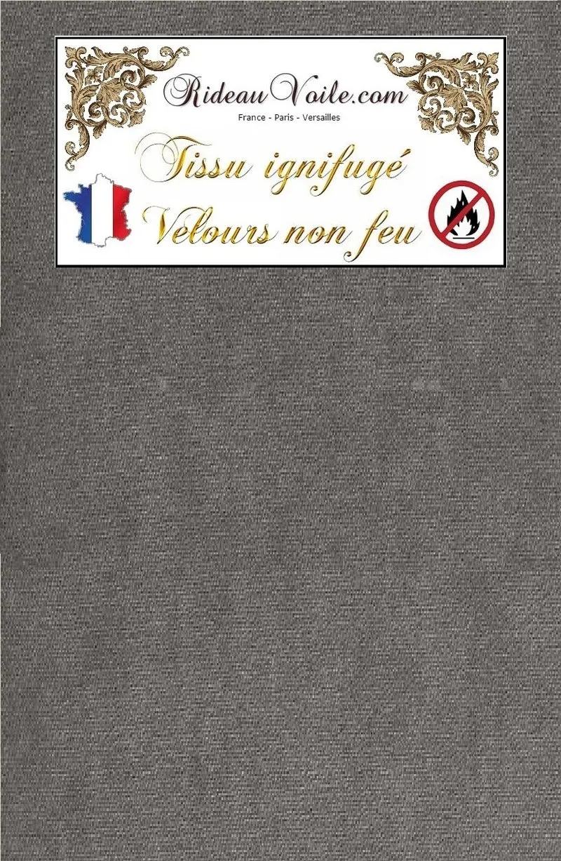 Tissu sièges et rideaux, velours gris au mètre Ignifugé - Velvet fabrics fireproof meter