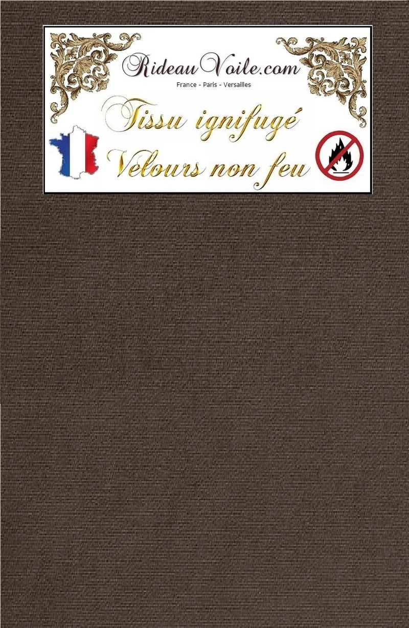 Tissu sièges et rideaux, velours marron au mètre Ignifugé - Velvet fabrics fireproof meter