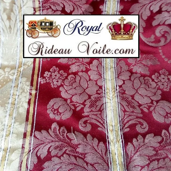 Tissu tissé Jacquard ameublement tapisserie au mètre rideaux Baroque rayés Rouge Or