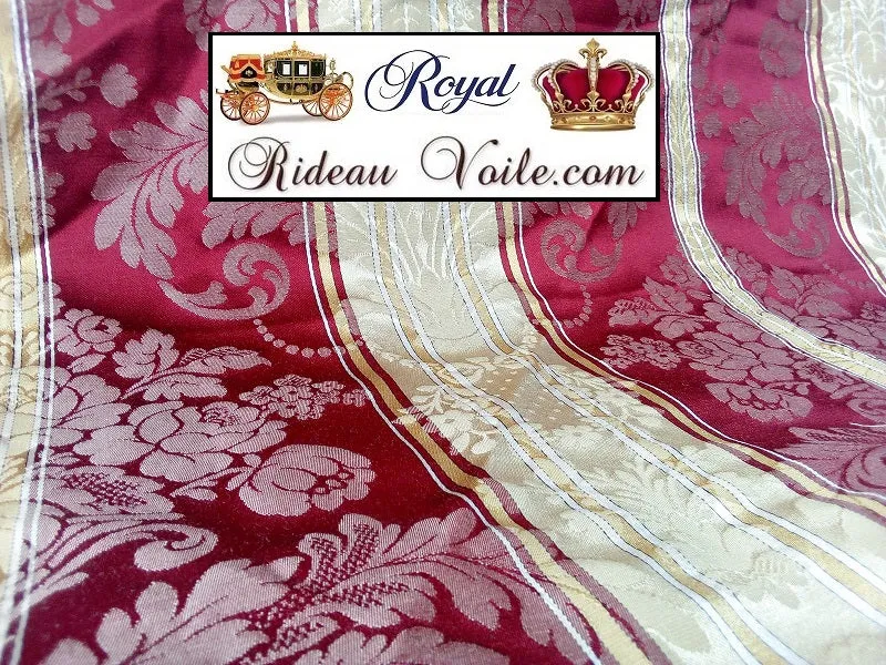 Tissu tissé Jacquard ameublement tapisserie au mètre rideaux Baroque rayés Rouge Or