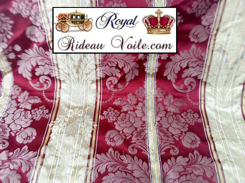 Tissu tissé Jacquard ameublement tapisserie au mètre rideaux Baroque rayés Rouge Or