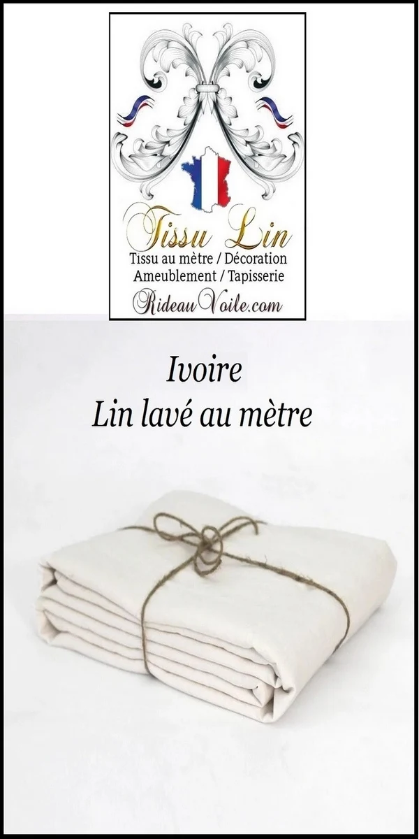 Tissu Lin lavé Ivoire grande largeur 285 cm ameublement au mètre rideaux nappe