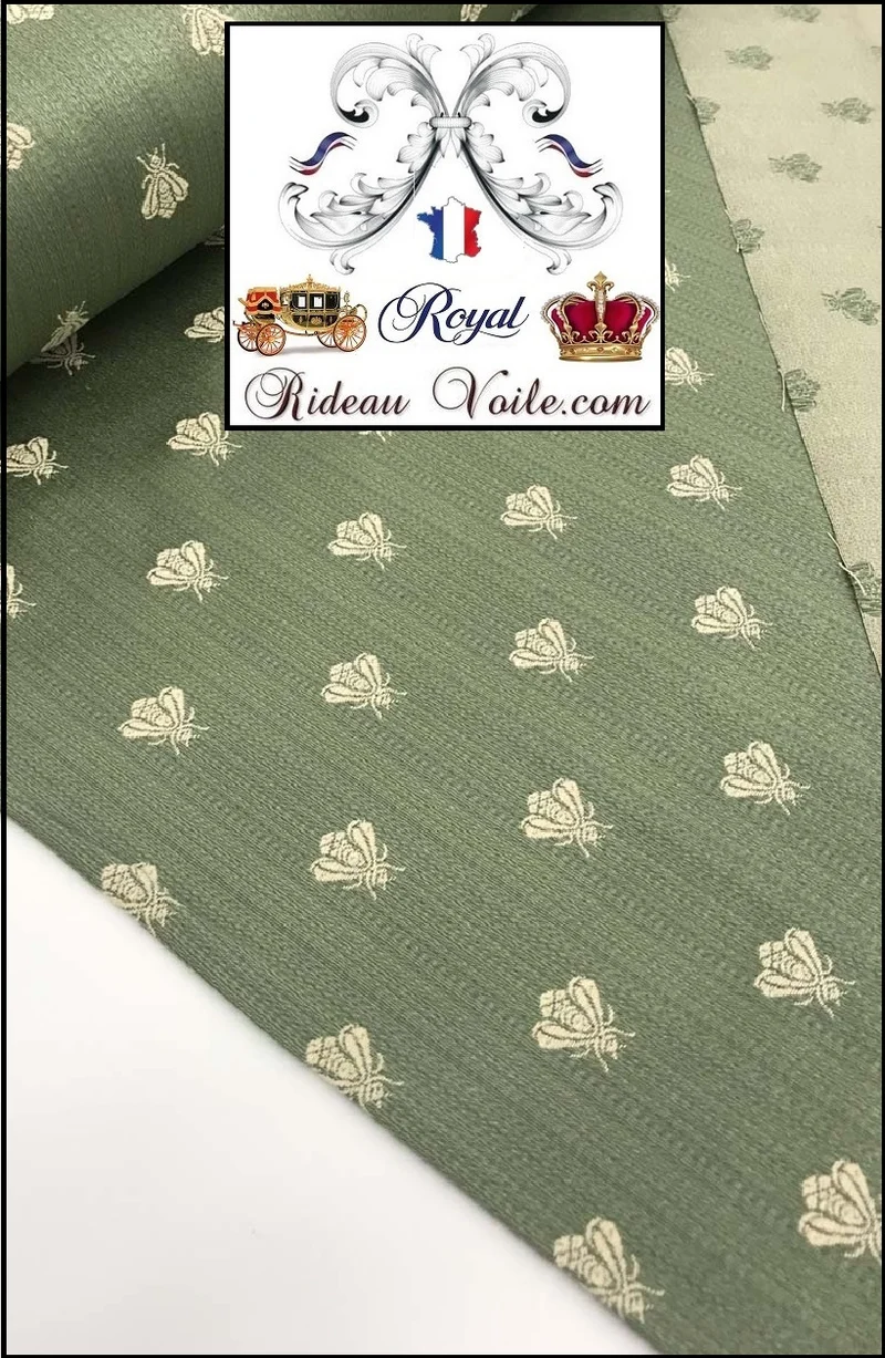 Tissu Empire Directoire Jacquard ameublement au mètre motif abeilles rideau tapisserie
