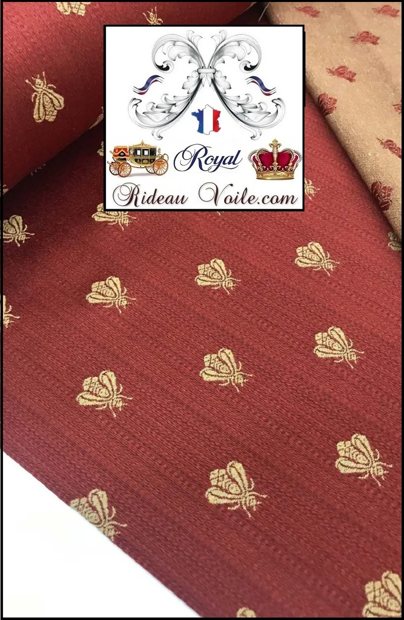 Tissu Empire Directoire Jacquard ameublement au mètre motif abeilles rideau tapisserie