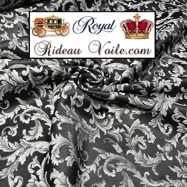 Tissu Empire Noir Blanc ameublement mètre Jacquard Baroque rideau tapisserie