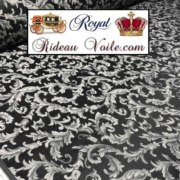 Tissu Empire Noir Blanc ameublement mètre Jacquard Baroque rideau tapisserie